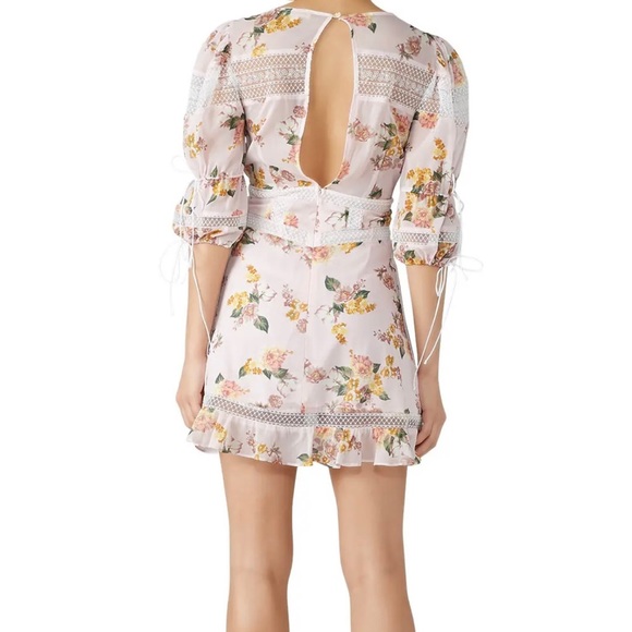 FOR LOVE & LEMONS ISADORA PINK FLORAL MINI DRESS - Picture 2 of 4